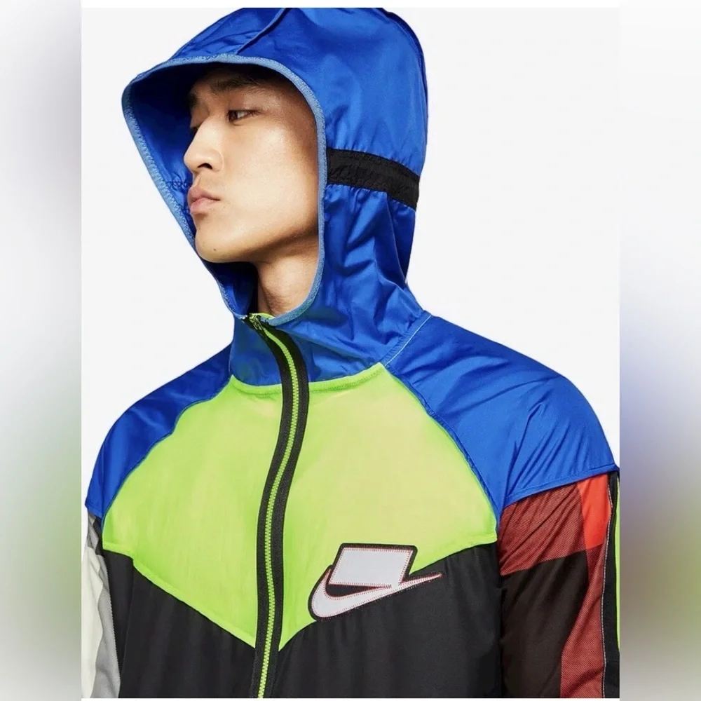 Nike Wild Run Windrunner Packable Windbreaker Hooded Jacket Men's M Colorblock